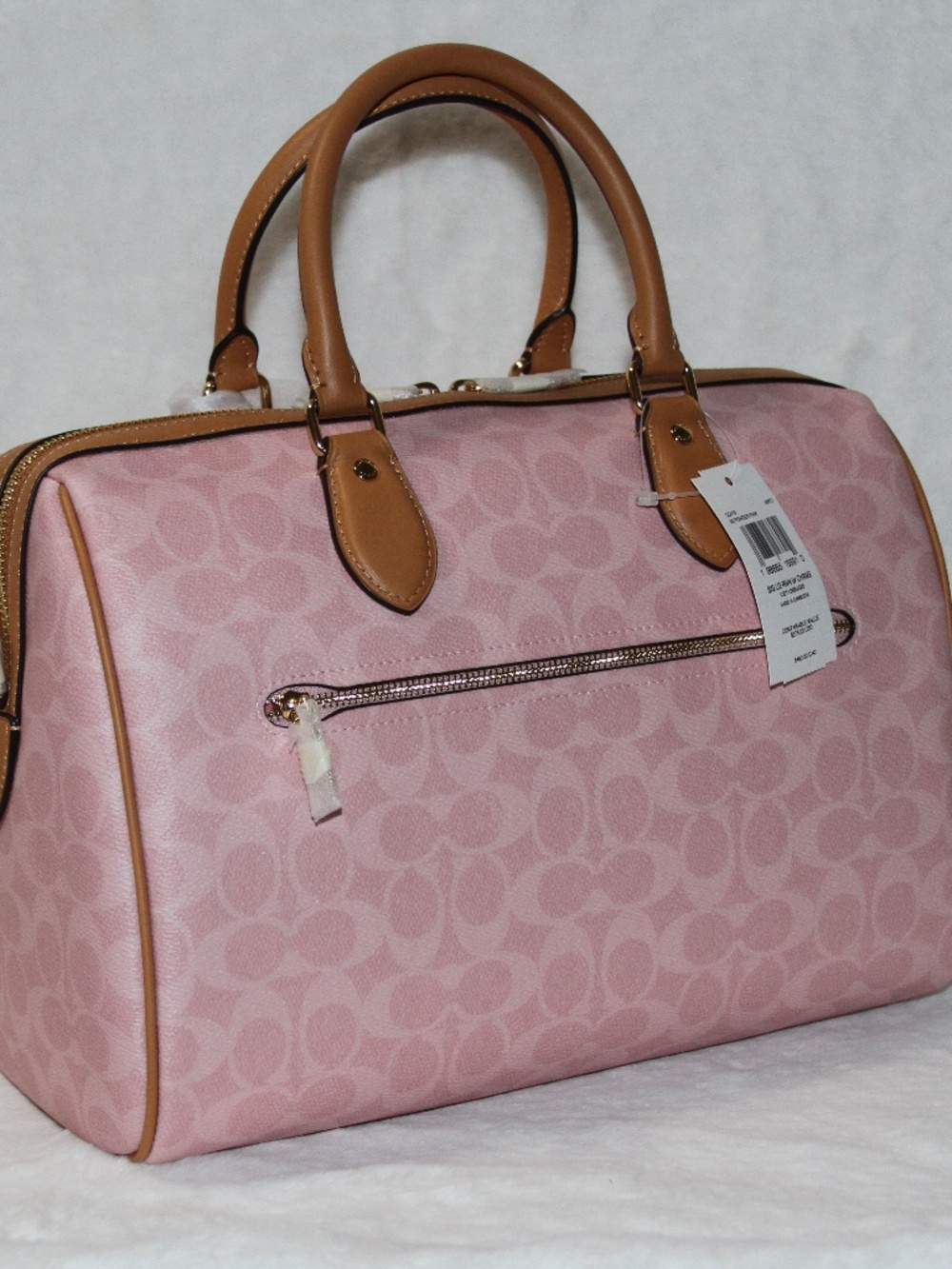 NWT COACH Large Rowan Powder pink Satchel Bag With Tea Rose Charms - Picture 5 of 11